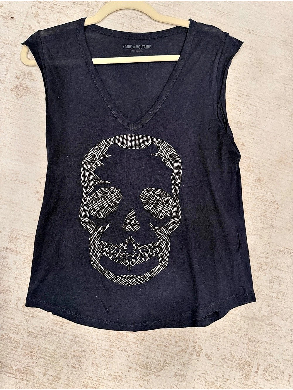 Zadig & Voltaire Cloe Skull Strass Tank Top Black